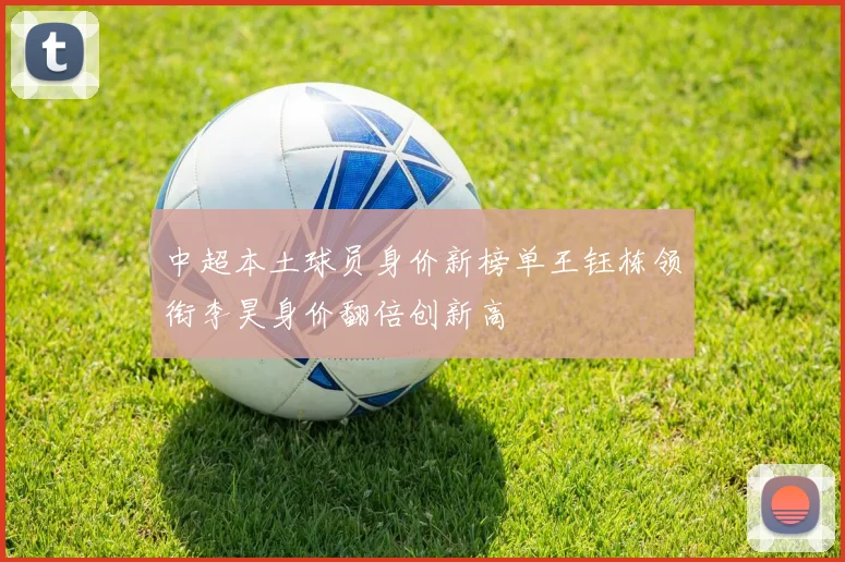 中超本土球员身价新榜单王钰栋领衔李昊身价翻倍创新高